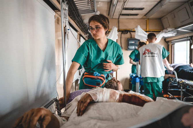 Volunteers of the medical charity group MSF at work at an emergency clinic in South Sudan in 2022. MSF medics in neighboring Sudan are among the only few left to care for hapless civilians since the country's security factions started fighting last April.(Twitter: @MSF_SouthSudan)